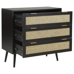 Beliani OPOCO - Commode - Zwart - Rotan
