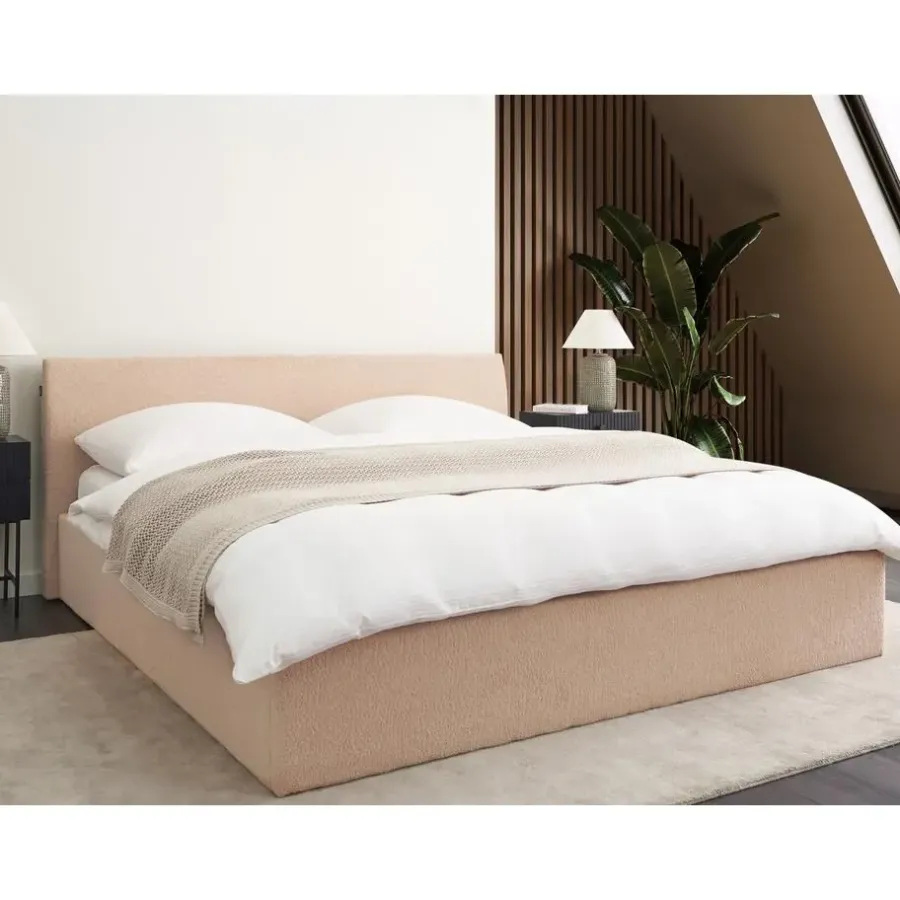Beliani ORBEY - Bed met opbergruimte - Beige - 180 x 200 cm - Bouclé
