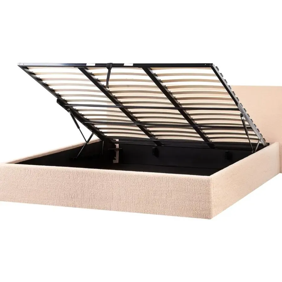 Beliani ORBEY - Bed met opbergruimte - Beige - 180 x 200 cm - Bouclé