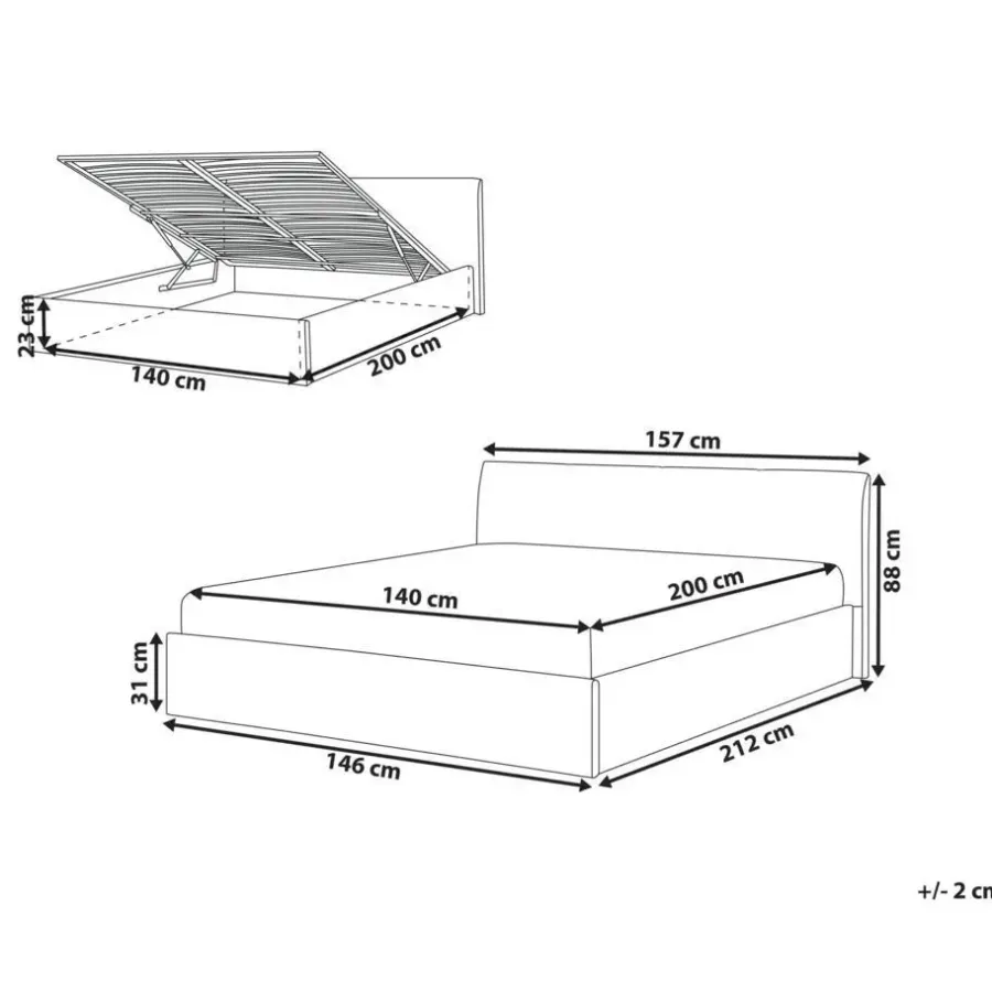 Beliani ORBEY - Bed met opbergruimte - Beige - 140 x 200 cm - Bouclé