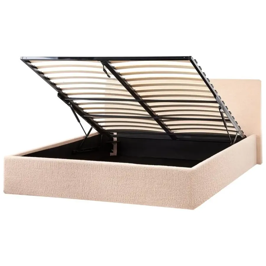 Beliani ORBEY - Bed met opbergruimte - Beige - 140 x 200 cm - Bouclé