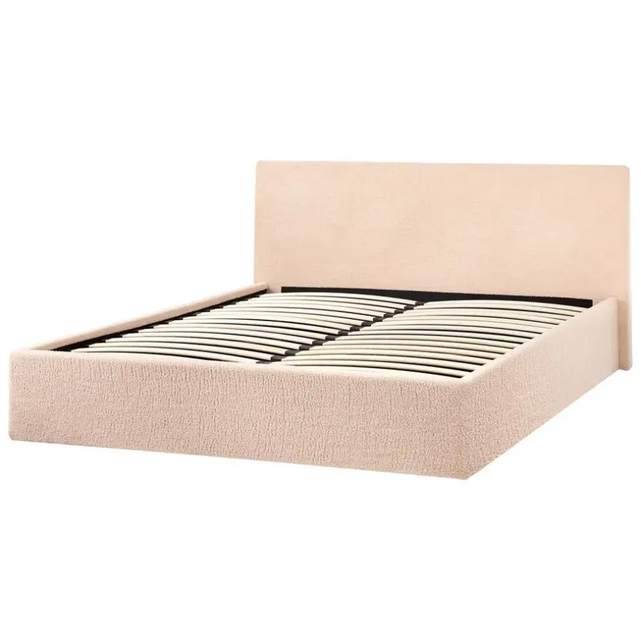 Beliani ORBEY - Bed met opbergruimte - Beige - 140 x 200 cm - Bouclé