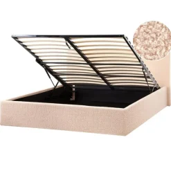 Beliani ORBEY - Bed met opbergruimte - Beige - 160 x 200 cm - Bouclé