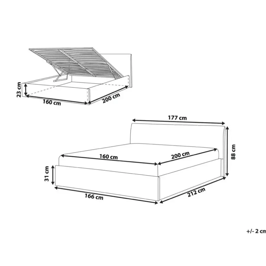 Beliani ORBEY - Bed met opbergruimte - Beige - 160 x 200 cm - Bouclé
