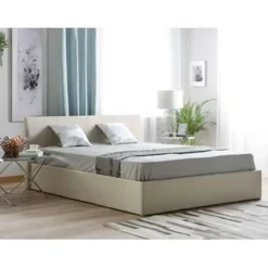 Beliani ORBEY - Tweepersoonsbed - Beige - 160 x 200 cm - Polyester