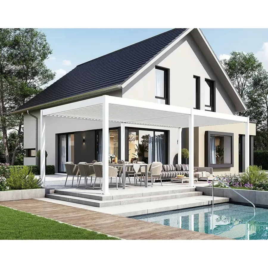 Orion Deluxe overkapping elektrisch met LED 360 x 720 cm wit