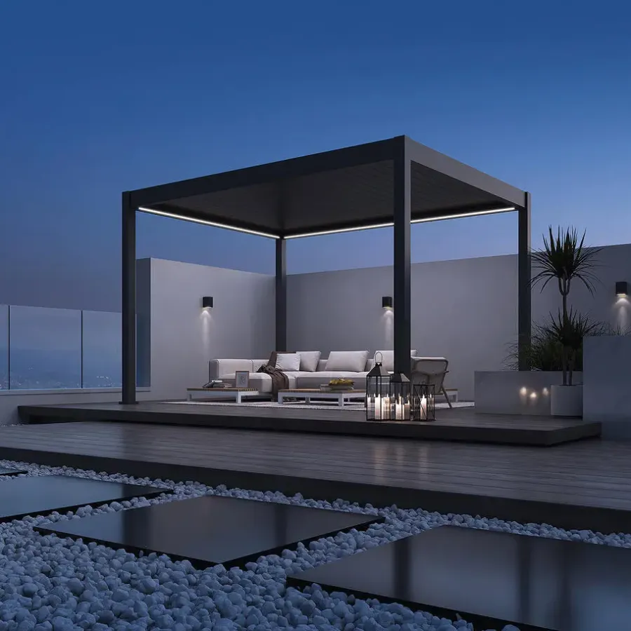 Terrasoverkappingen-Orion Deluxe overkapping elektrisch met LED 360 x 400 antraciet