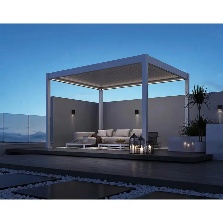 Terrasoverkappingen-Orion Deluxe overkapping elektrisch met LED 300 x 400 cm wit