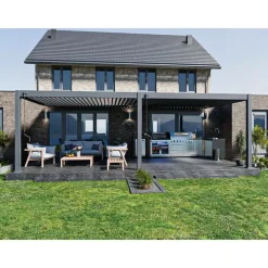 Terrasoverkappingen-Orion Premium overkapping muur 400 x 800 cm antraciet