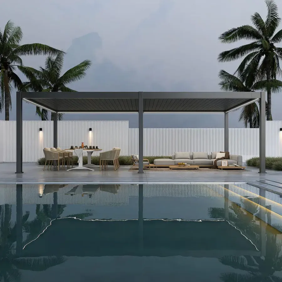 Terrasoverkappingen-Orion Premium overkapping elektrisch met LED 400 x 800 antraciet