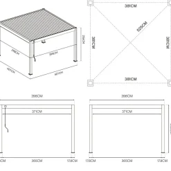 Orion Premium overkapping elektrisch met LED 400 x 400 antraciet