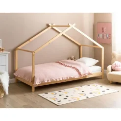Kinderbedden-Beliani ORLU - Kinderbed - Lichthout - 90 x 200 cm - Dennenhout