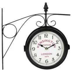 Klokken-Merkloos Ostaria Wandklok/muur klok - 21cm - Station klok - metaal - zwart