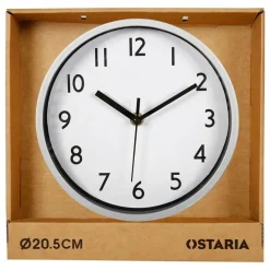 Klokken-Merkloos Ostaria Wandklok/muur klok - D20 cm - kunststof - zilver