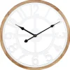 Klokken-Merkloos Ostaria Wandklok/muur klok - D40 cm - MDF - wit/bruin - kamer