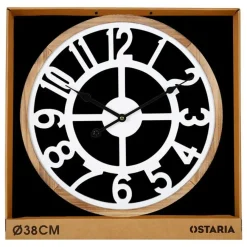 Klokken-Merkloos Ostaria Wandklok/muur klok - D40 cm - MDF - wit/bruin - kamer