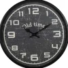 Klokken-Merkloos Ostaria Wandklok/muur klok - Old Times - D30 cm - metaal - zwart
