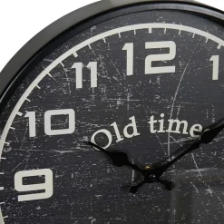 Klokken-Merkloos Ostaria Wandklok/muur klok - Old Times - D30 cm - metaal - zwart