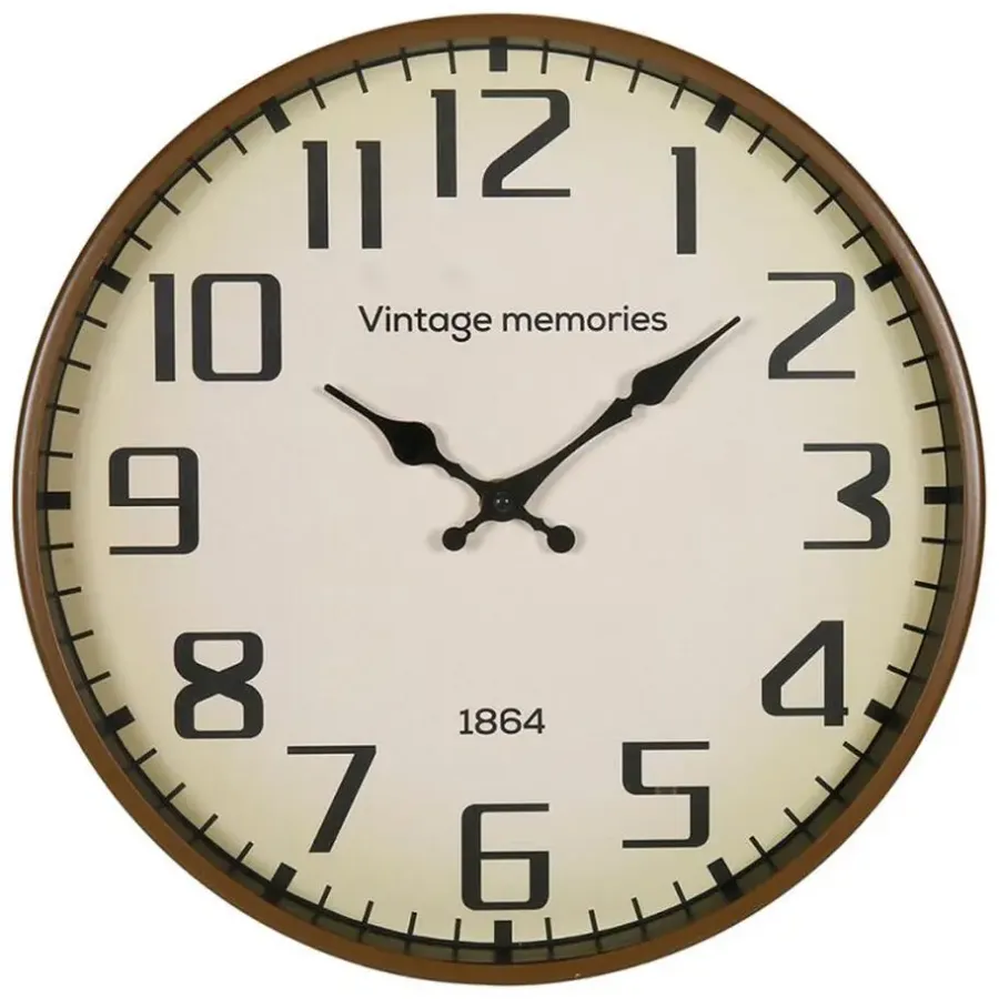 Merkloos Ostaria Wandklok/muur klok - Vintage - Dia 30 cm - metaal - bruin