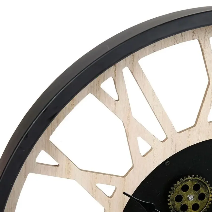 Merkloos Ostaria Wandklok/muur klok - open uurwerk - D40 cm - metaal/hout