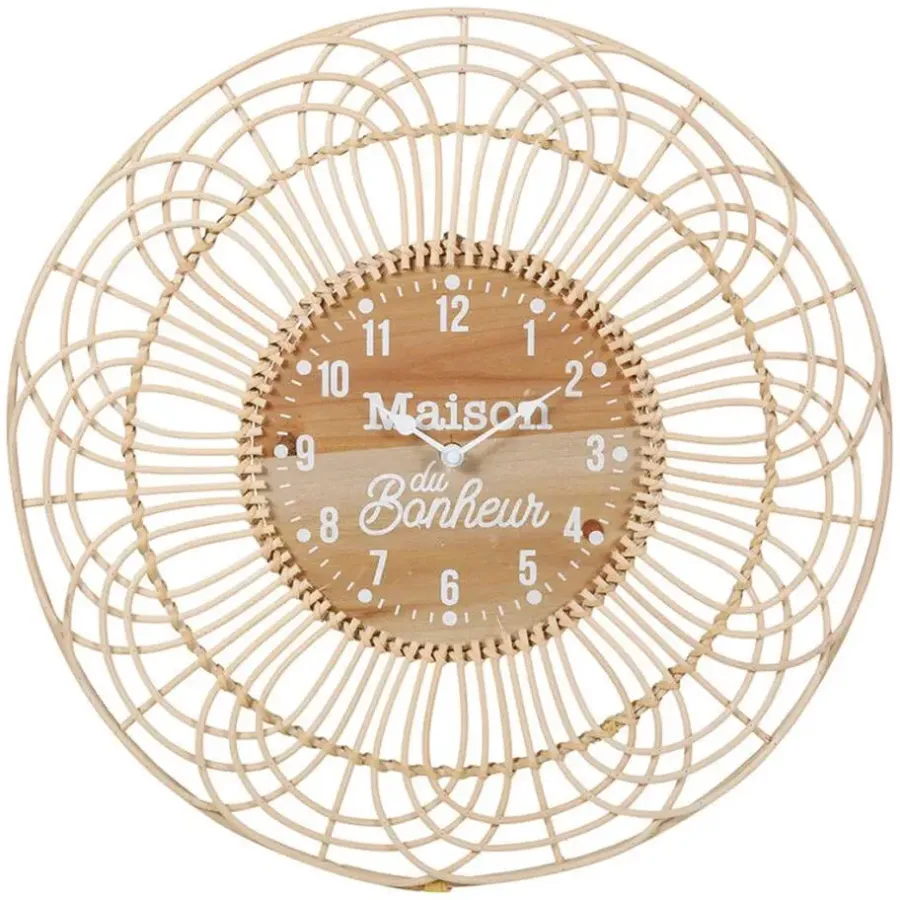 Merkloos Ostaria Wandklok/muur klok - Ibiza stijl - D50 cm - naturel