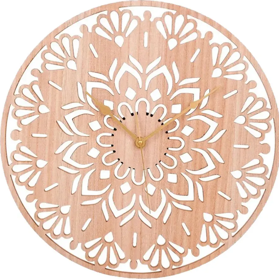 Klokken-Merkloos Ostaria Wandklok/muur klok Rosa - D50 cm - MDF - naturel - keuken