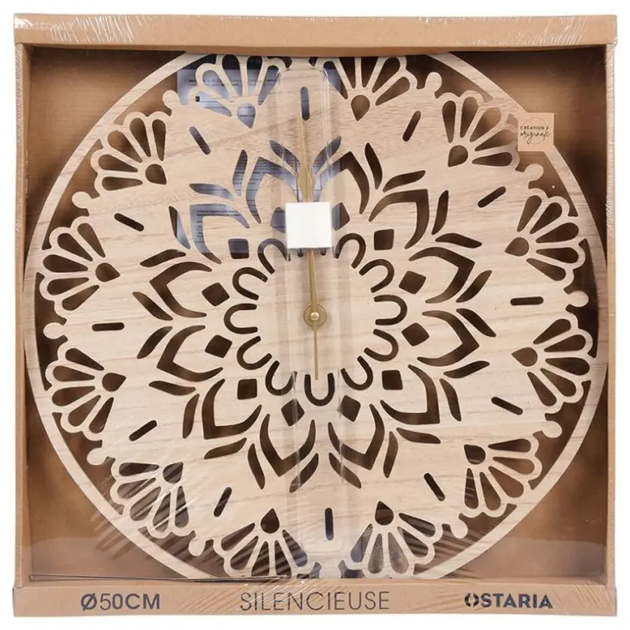 Klokken-Merkloos Ostaria Wandklok/muur klok Rosa - D50 cm - MDF - naturel - keuken