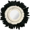 Merkloos Ostaria Wandspiegel bohemian Veren - zwart/wit - rond - Dia 57 cm