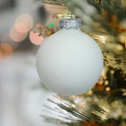 Kerstballen|Kerstdecoratie-Othmar Decorations kerstballen - 36x - satijn wit - glas - 6 cm