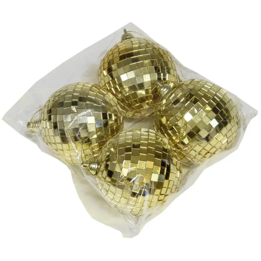 Kerstballen-Othmar Decorations kerstballen - disco - 4x st - goud - 8 cm