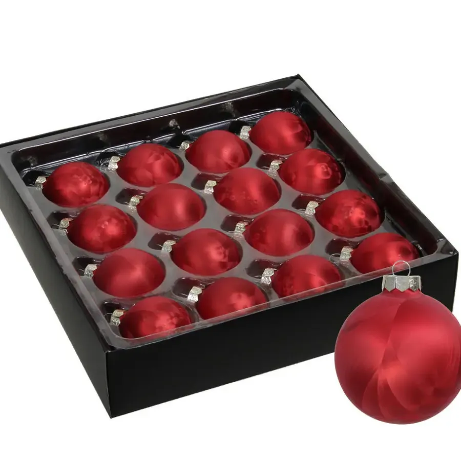 Kerstballen-Othmar Decorations Luxe kerstballen - 16x -4 cm - rood -glas