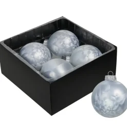 Kerstballen-Othmar Decorations Luxe kerstballen - 4x -8 cm - wit/grijs -glas