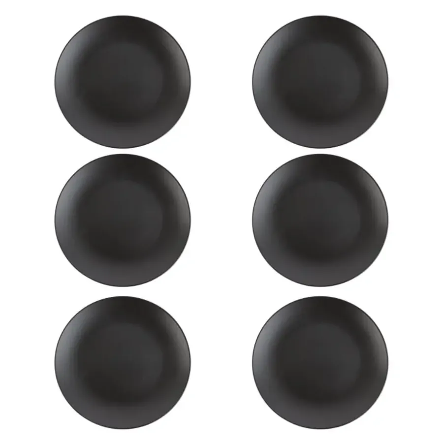 Dinerborden|Borden-OTIX Bordenset Dinerbord Borden Plat Set van 6 Mat zwart Diameter 27cm