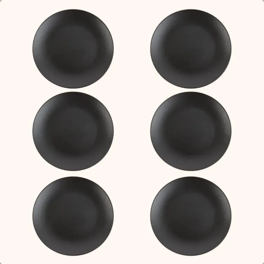 Dinerborden|Borden-OTIX Bordenset Dinerbord Borden Plat Set van 6 Mat zwart Diameter 27cm