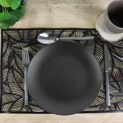 Dinerborden|Borden-OTIX Bordenset Dinerbord Borden Plat Set van 6 Mat zwart Diameter 27cm