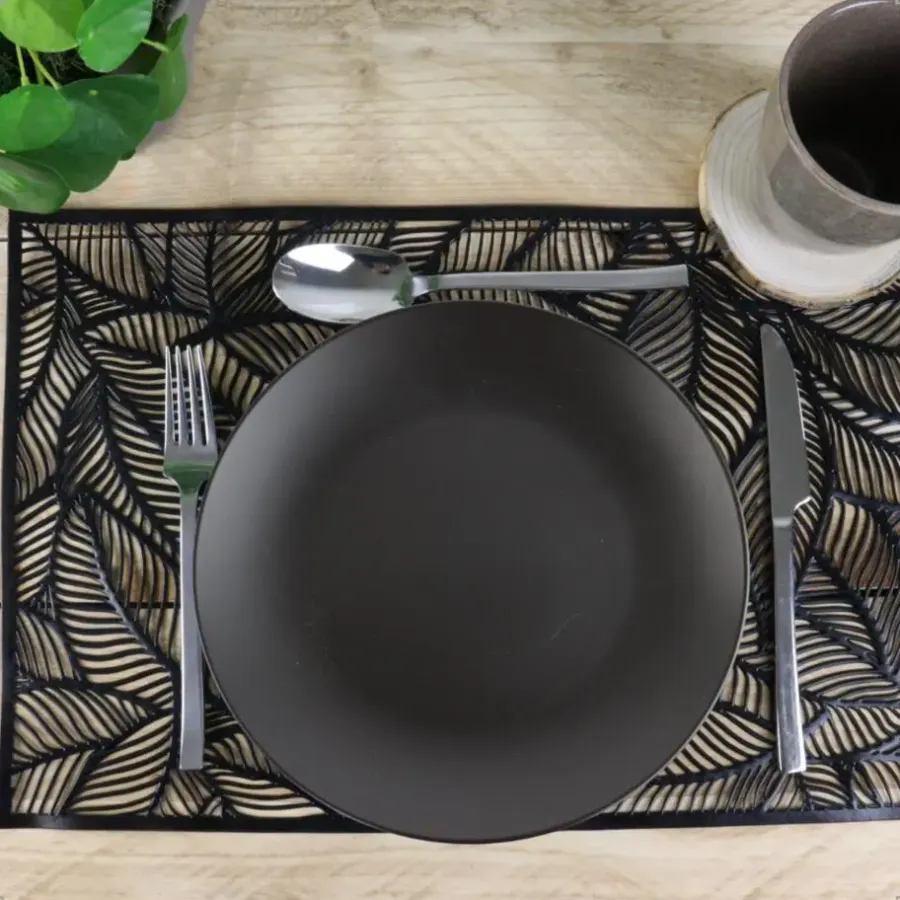 Dinerborden|Borden-OTIX Bordenset Dinerbord Borden Plat Set van 6 Mat zwart Diameter 27cm