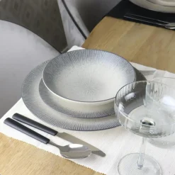 Borden-OTIX Dessert Ontbijt Bordenset 12 Persoons Zwart Taupe 21cm Keramiek TULIP