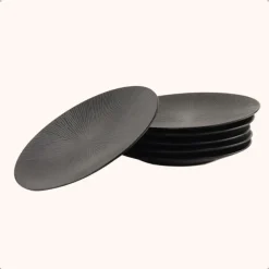 Borden-OTIX Dessert Ontbijt Bordenset 6 Persoons Zwart 21cm Keramiek POPPY