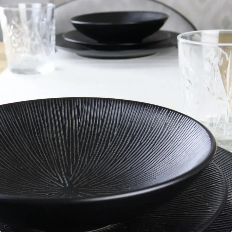 Borden-OTIX Dessert Ontbijt Bordenset 6 Persoons Zwart 21cm Keramiek POPPY