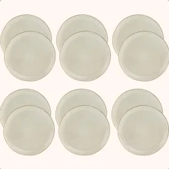 OTIX Dessert Ontbijt Bordenset 12 Persoons Beige 21cm Keramiek LILY