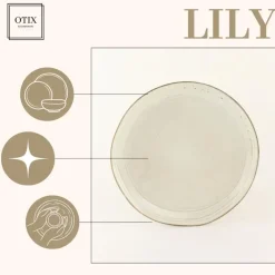 OTIX Dessert Ontbijt Bordenset 12 Persoons Beige 21cm Keramiek LILY
