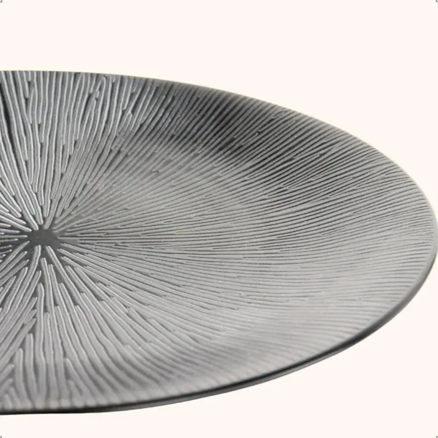 Borden-OTIX Dessert Ontbijt Bordenset 12 Persoons Zwart 21cm Keramiek POPPY
