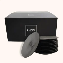Borden-OTIX Dessert Ontbijt Bordenset 12 Persoons Zwart 21cm Keramiek POPPY