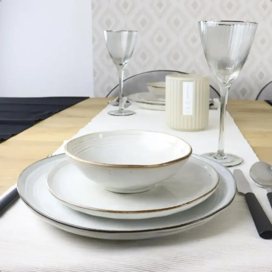 Dinerborden|Borden-OTIX Diner Bordenset 6 Persoons Beige 26,5cm Keramiek LILY