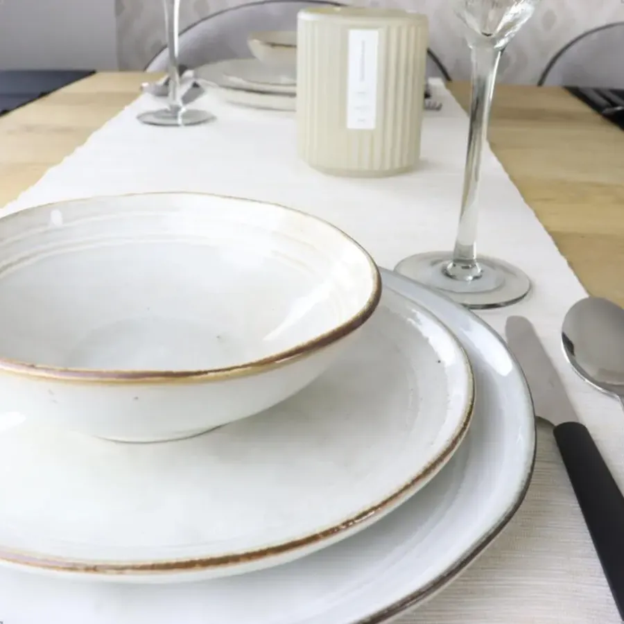 Dinerborden|Borden-OTIX Diner Bordenset 6 Persoons Beige 26,5cm Keramiek LILY