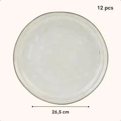 Dinerborden|Borden-OTIX Diner Bordenset 12 Persoons Beige 26,5cm Keramiek LILY