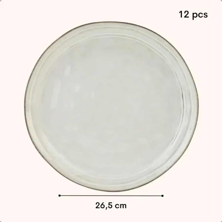 Dinerborden|Borden-OTIX Diner Bordenset 12 Persoons Beige 26,5cm Keramiek LILY