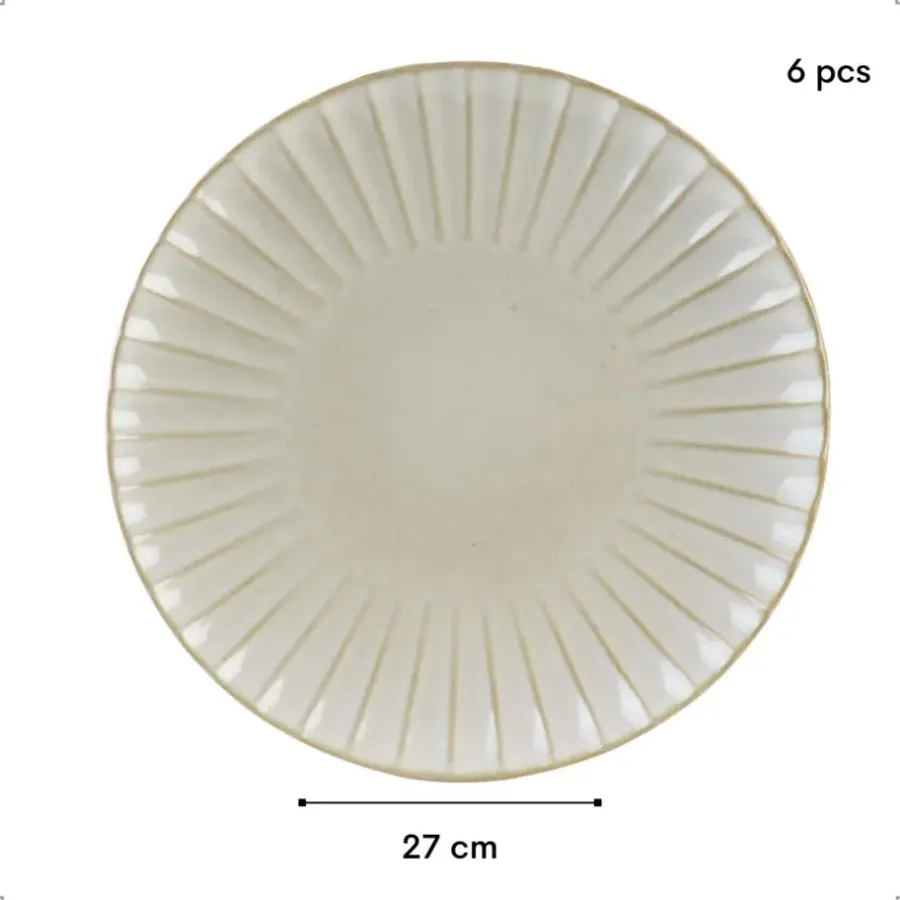 Dinerborden|Borden-OTIX Diner Bordenset 6 Persoons 27cm Wit Keramiek SOLIS