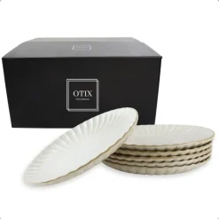 Dinerborden|Borden-OTIX Diner Bordenset 6 Persoons 27cm Wit Keramiek SOLIS