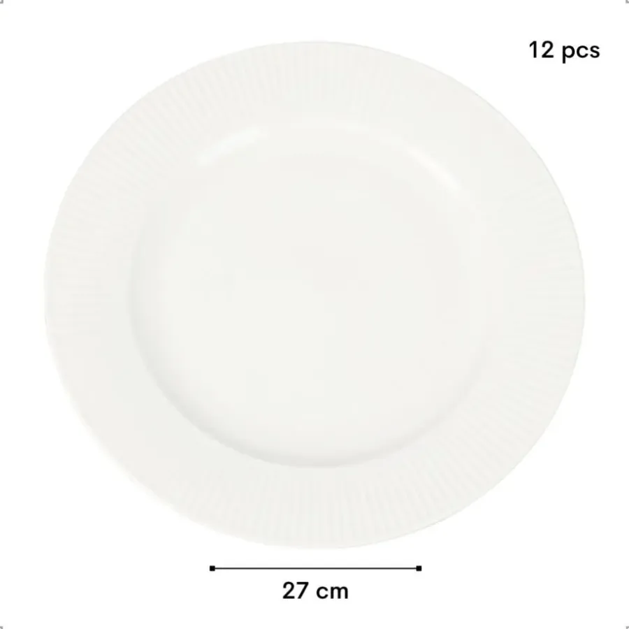 OTIX Dinerborden Bordenset 12 Persoons 27cm Wit Porselein LUNA